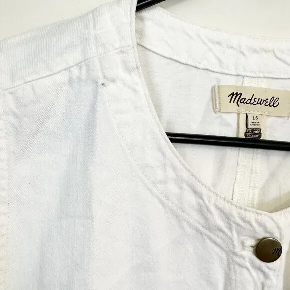 NWT Madewell White Denim High Crewneck Vest - Size: 16 (XL) - Picture 4 of 11